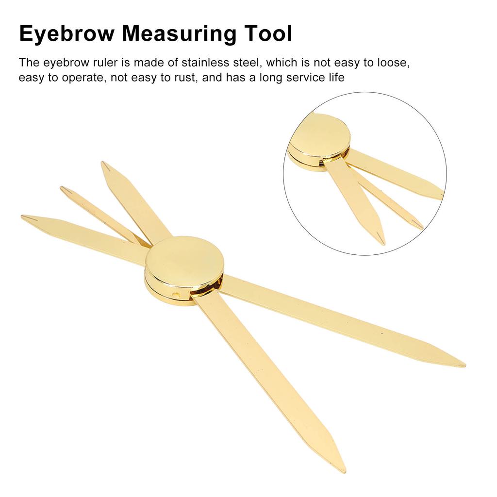 Compass Eyebrow Ruler Adjustable Accurate Positioning Stainless Steel Material Gold Compass Design Brow Measuring Tool