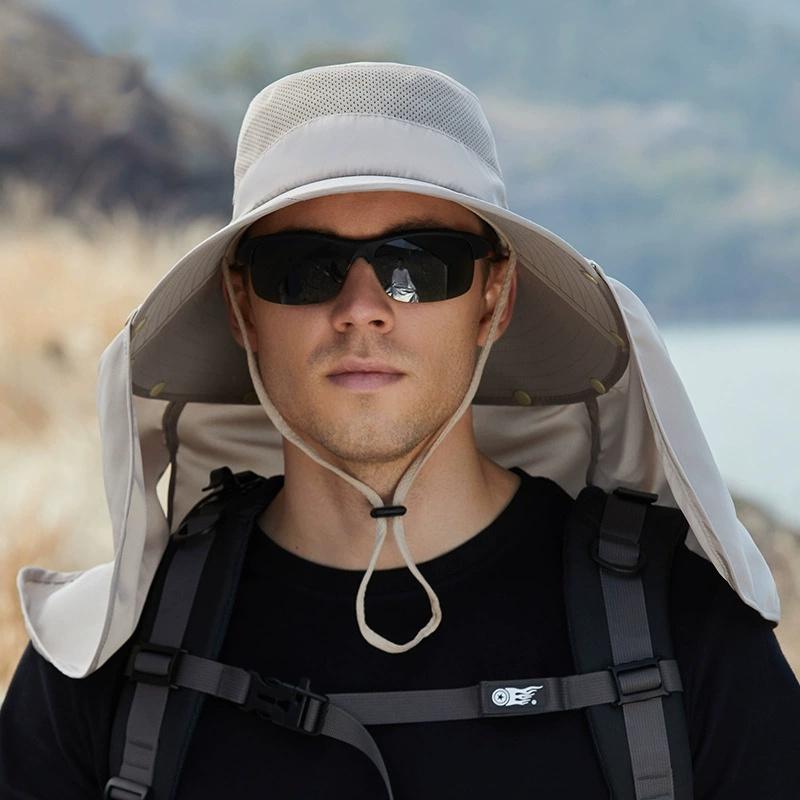 Outdoor summer neck protection sun shading fishing bike hat sun protection mask hat oversized Brim dual-purpose fisherman hat