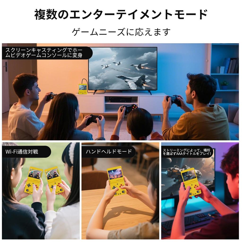 RG34XXSP Handheld Game Linux Foldable Retro Game IPSOCA Full Vibration WiFi Online Play Console, System, Console, Screen, Motor, (RG34XXSP Yellow)