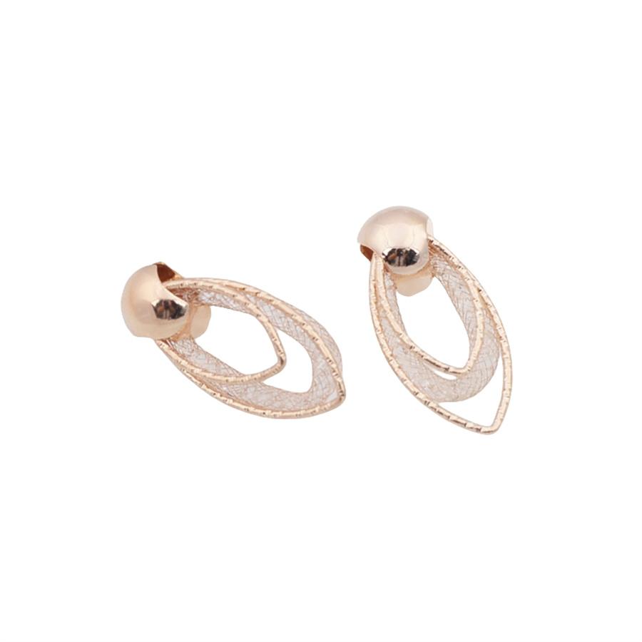 Trend Wire Mesh Droplets Rhinestone Drop Earrings for Women Exquisite Geometry Gold Color Jewelry