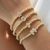 One Piece Plated Micro Pave CZ Bubble Ball A-Z Initial Beaded Elastic Cord Bracelet Women's Simple Bracelet Jewelry Gift