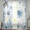 Cortinas transparentes de tule para janela de estrela do mar, vida marinha, verão, para sala de estar, quarto, hotel, decoração de luxo