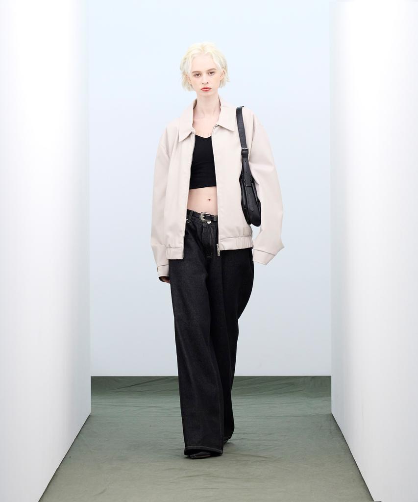 Ironyporno Whiteline 86-Iro347 Pocket Layered Leather Jacket Ivory