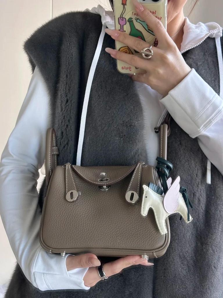 2025 Togo Leather Lindy Shoulder & Crossbody Bag: High-End Genuine Cowhide Women's Handbag