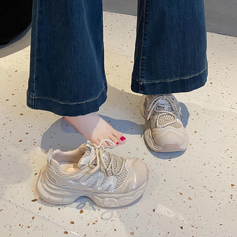 

Big head and platform dad shoes for women 2025 summer new mesh breathable muffin casual and lightweight running sports shoes 40 розовый