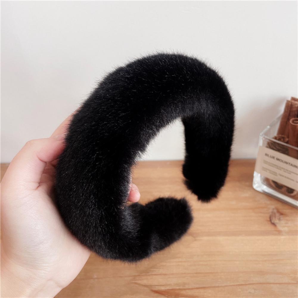 Women Girls Plush Widen Thicken Plush Sponge Hair Bands Faux Fur Padded Headbands Soft Fluffy Furry Hair Hoops Winter Headdress