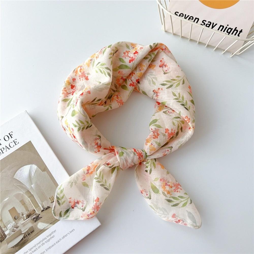 Cotton Linen Neckerchief Square Sunscreen Head Scarf Elegant Neck Scarf