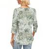 Womens Tops 3/4 Sleeve With Buttons Casual Blouses Summer Outfits Beach Vacation Clothes