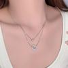 New 925 Sterling Silver Luxury Zircon Double Layer Moon Pendants Choker Necklaces For Women Wedding Gift Fine Jewelry