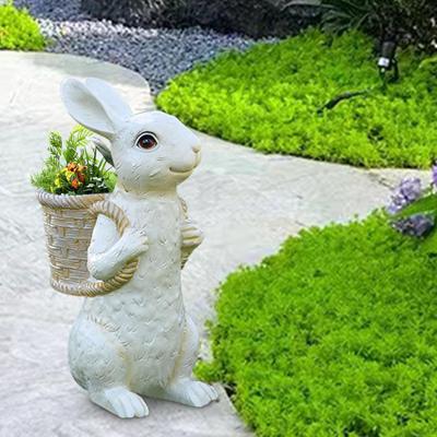 Sculpture de pot de fleurs en forme de lapin pour l'extérieur et l'intérieur