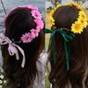 Realistic Sunflower Garland Headband Bohemian Crown Headpiece Tiaras Flower Hairband Women Wedding Party Accessories