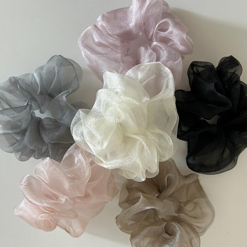 Eugen Yarn Large Intestine Hair Band Super Fairy Pearlescent Mesh Yarn Headband Temperament Ponytail Flower Hair Accessories