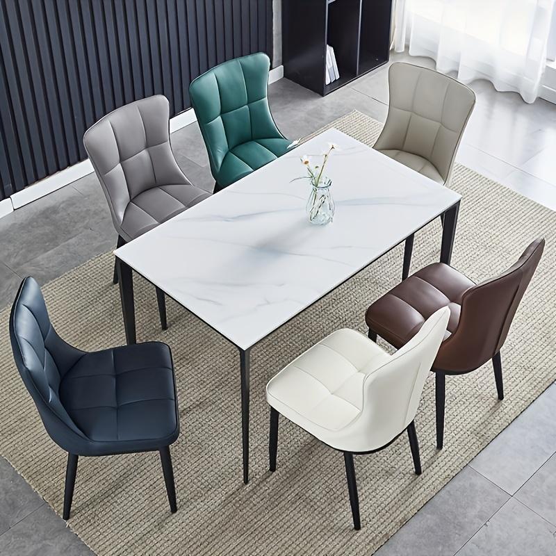 Modern Dining Chair with Soft Cushion and Metal Legs - Stylish Office Single Chair for Dormitory, Available In Green/Blue/Black