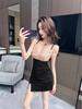 Women's Petite Technician Color Block Bodycon Sling Dress with Slit