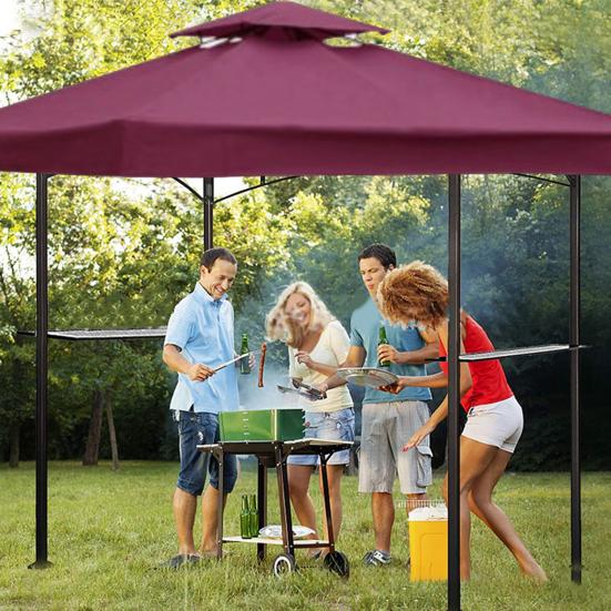 300x300CM Grill Lysthus erstatning Baldakin Tak Vanntett Oxford Duk Dobbeltlags BBQ Gazebo