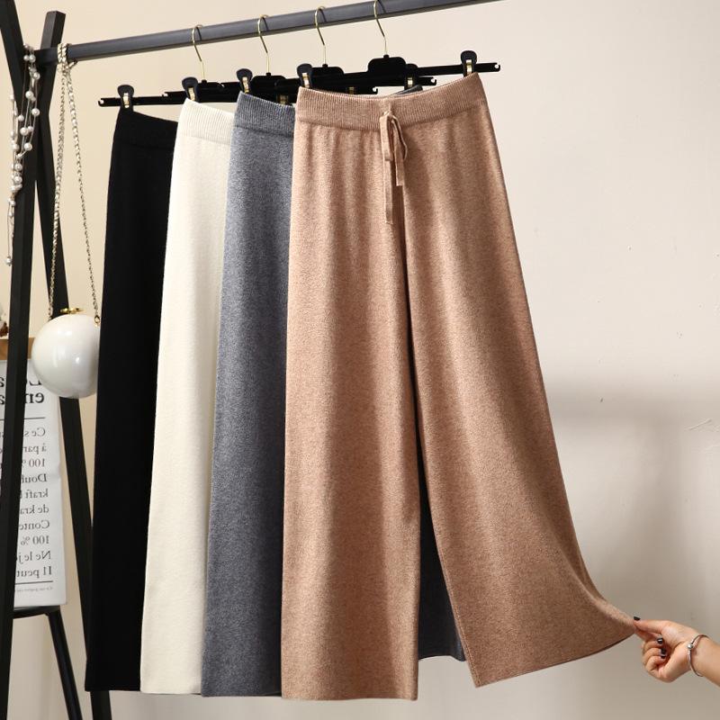 Women's Autumn-Winter High-Waisted Knit Wide-Leg Wool Pants