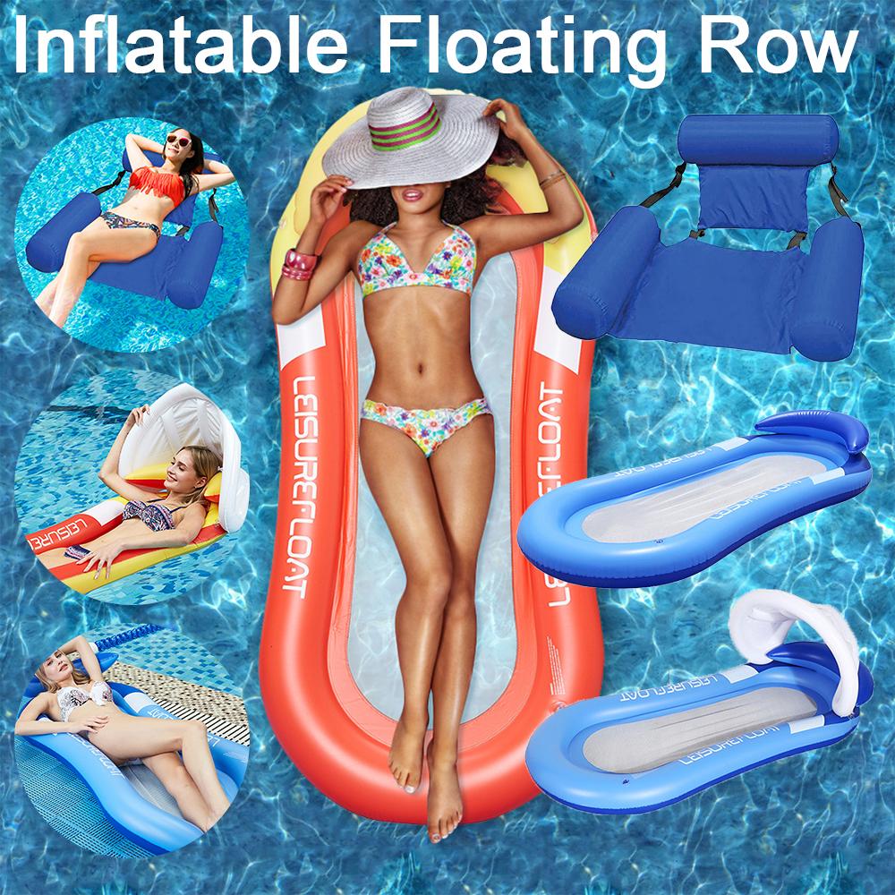 

Открытый складной водный гамак надувной плавающий ряд ПВХ летние воздушные матрасы шезлонг для бассейна кровать для сна на воде зелёный