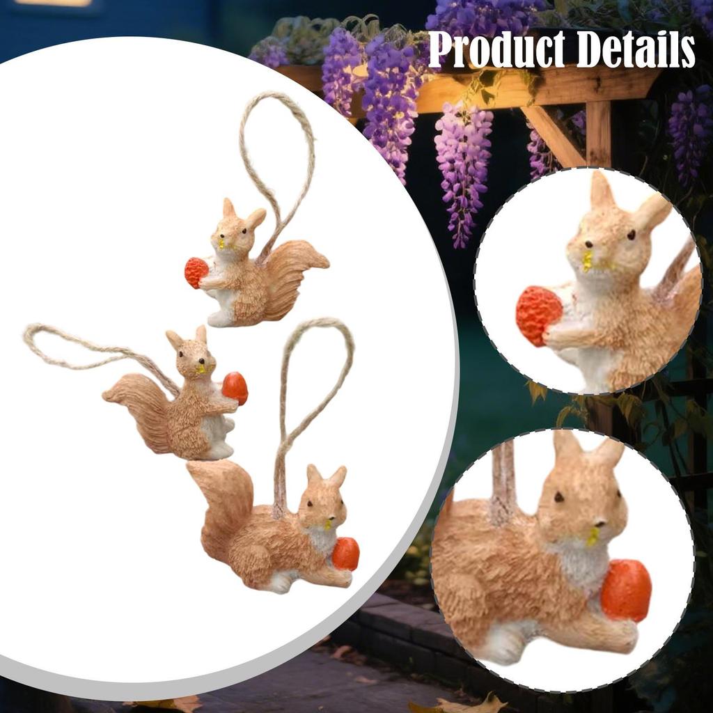 3x Hängende Eichhörnchen-Figuren Außendekorationen Wetterfeste Baumumarmungen Tierskulpturen für