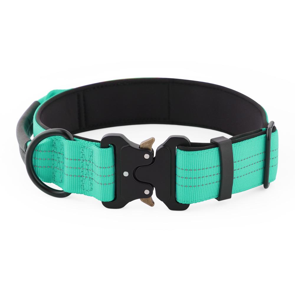 Tactical Reflective Dog Collar with Shock-Absorbing Leash, Pull & Wear-Resistant, for Medium to Large Dogs Small бирюзовый