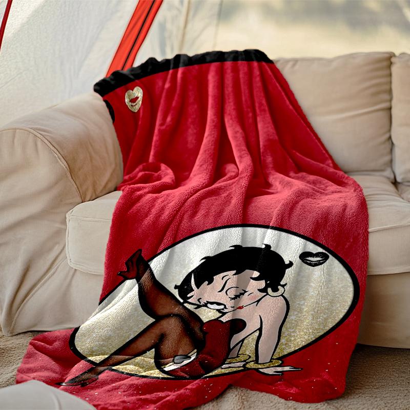 1pc Betty Boop Blanket, Cozy Valentine's Day Blanket, Multi-functional Nap Blanket Available Throughout the Four Seasons