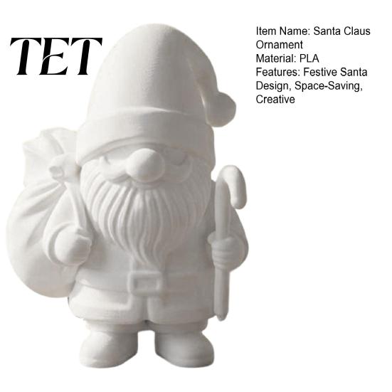 Holiday Tabletop Decor 3D Printed Santa Claus Figure for DIY Painting, Christmas Festive Room Ornament Ornament, White Resin Figurine Desk Shelf
