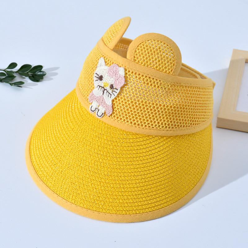 Summer Breathable Kid Sun Hat Wide Brim Cartoon Bear Sunshade Outdoor Activities