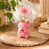 Decorative Kitten Art Figurines 3D Printed Cat Vase Cute Smiling with Heart‑Hand Gesture Flower Holder Bedroom Nightstand Decor Animal Shaped
