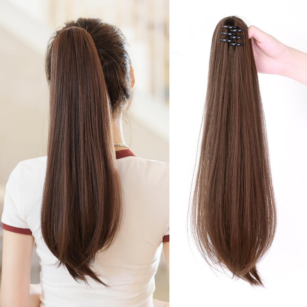 High Quality 20 Inch Ponytail Wig Female Internet Celebrity Invisible Small Clip Simulated Straight Hair Soft Fluffy Commonly Used Daily