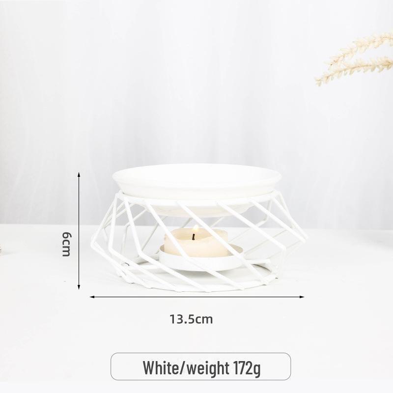 Lampă de aromaterapie transfrontalieră din fier și ceramică: Arzător de uleiuri esențiale și suport de tămâie pentru sfeșnic de birou.