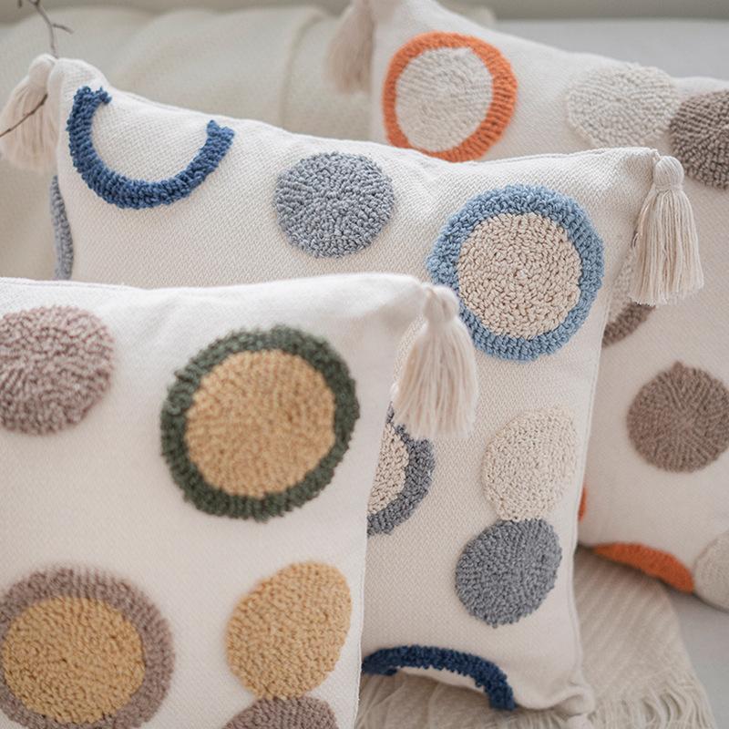 Bohemian Indian Style Tufted Pillow Ins Style Simple Nordic Model Room Cushion Pillow Case Bay Window Decoration