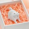 DYS 3D Printed Cute Yawning Chubby Cat Figurine, Black White, Wide Stable Anti-Tipping Base, Desktop Decor for Pet Shop Bedroom & Lover Birthday