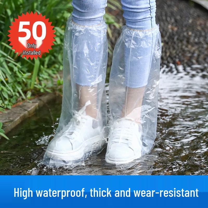 Waterproof Non-Slip Disposable Rain Shoe Covers - Thickened, Wear-Resistant, Long Plastic Isolation for Outdoor Use
