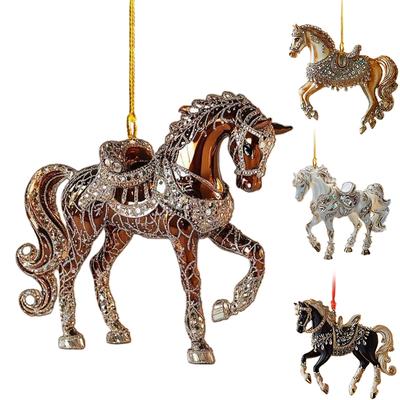 Akrylowy Konik 2D Breloczek do Lusterka Samochodowego Ozdoba Choinkowa Dekoracja Wisząca na Rok