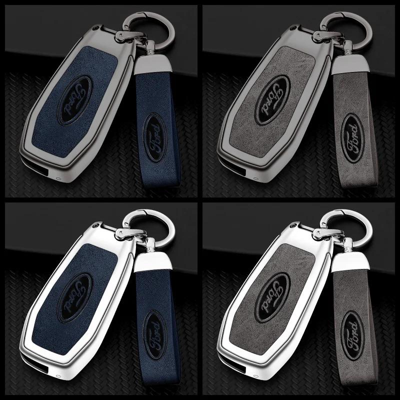 Car Sticker Hot For Ford New 3 Button Leather Car Remote Key Case Cover Shell Protection Bag For Ford Figo Mondeo 5 Ecosport Pum