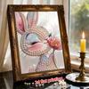 DIY Pearl Painting Canvas Bunny With Flower Design Shiny 3D Bead Art Kit Creative Leisure Craft for Living Room Wall Decor