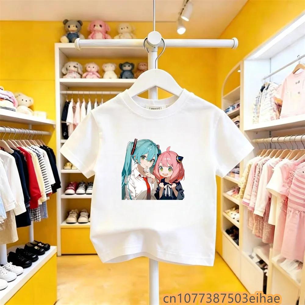 Hatsune Miku Collaborates on Future MIKU Line Style Short Sleeved Pure Cotton Printed New Casual Boy and Girl Clothing