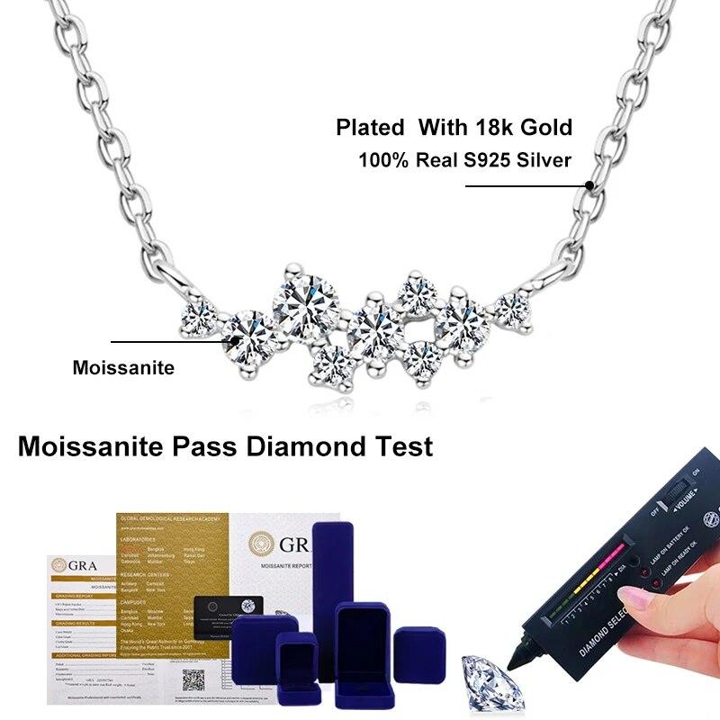 D Color All Moissanite Necklace For Women S925 Sterling Silver with White Gold Plated Diamond Wedding Party Fine Jewelry