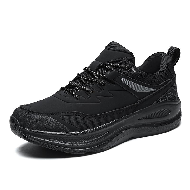 Tênis de Corrida Masculino com Cadarço Moda Couro PU Tênis Outdoor Masculino Esportivo de Solado Grosso Tamanho Grande 39-48