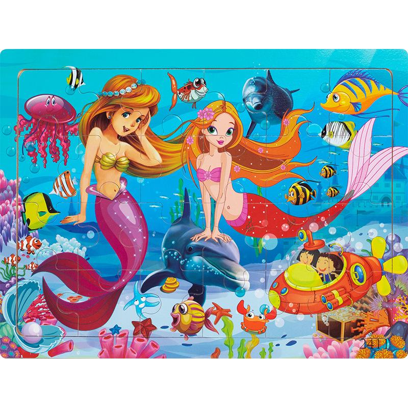 Holzpuzzle mit 24 Teilen, Kinder Tier Dinosaurier Cartoon Flugzeug Puzzle, Baby Früherziehung pädagogisches Baustein Spielzeug