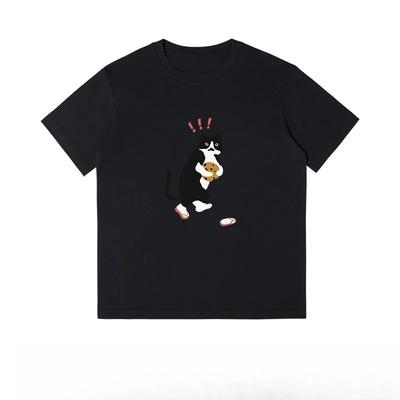 Letni T-shirt z krótkim rękawem z nadrukiem zabawnej pary kotów, z rękawem do połowy, casualowy, luźny, ciężki, z okrągłym dekoltem, z krótkim rękawem, plus size, luźny