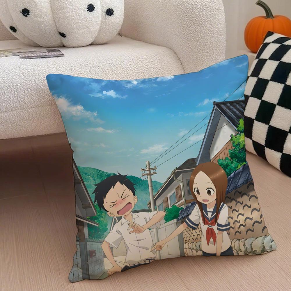 Anime Cartoon T-Teasing Master Takagi-San Cushion Cover Throw Pillow Cover Hidden Button Durable Polyester Chair Cushion