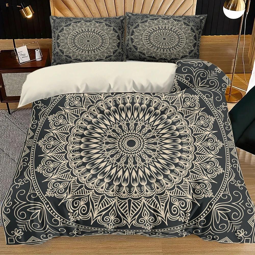 

3pcs Retro Pattern Decoration Printed Quilt Set- Includes 1 Quilt Cover and 2 Pillow Cover (without Filler) 135x200cm