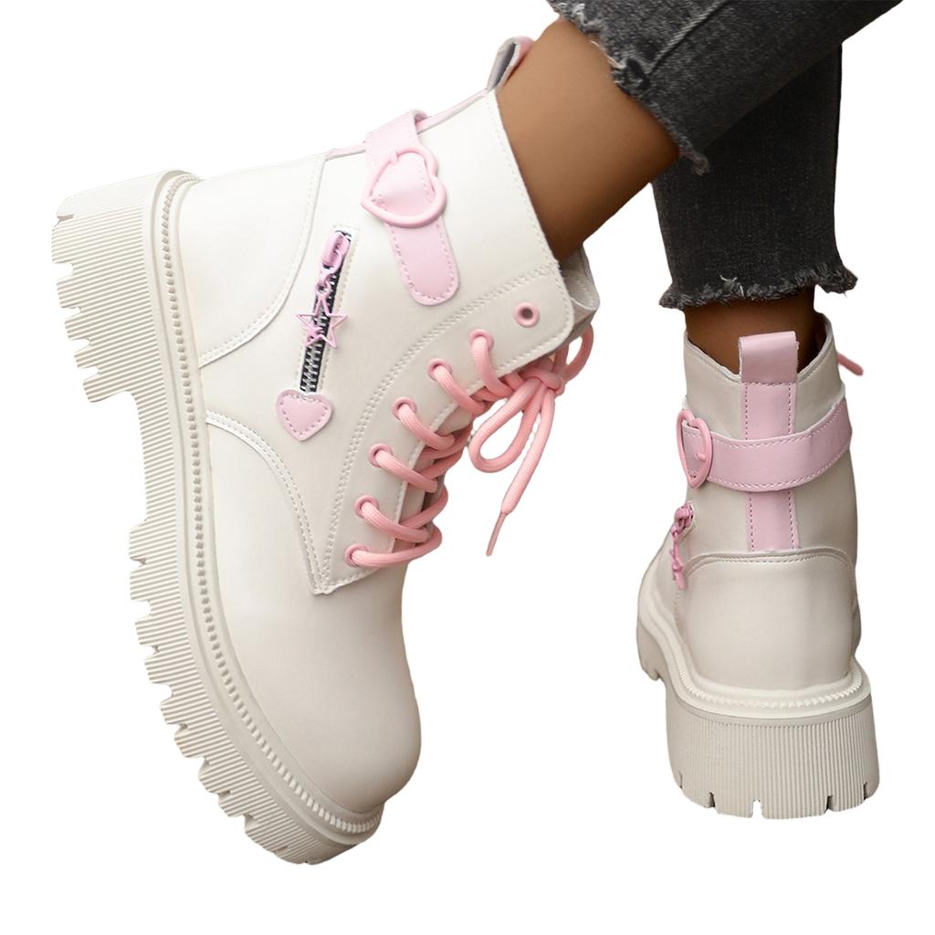 Women's British Heart Thick Casual Slim Boots