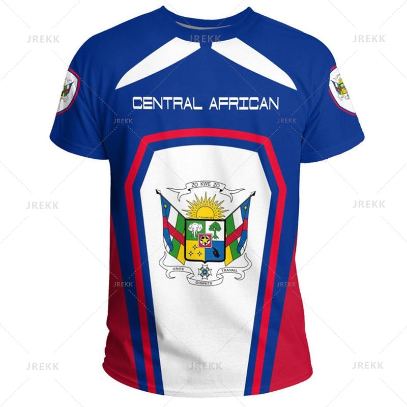 Harajuku The Central African Republic-of Falg Map 3D Printed T Shirt Central African Emblem Graphic T-shirts Men Fashion Clothes