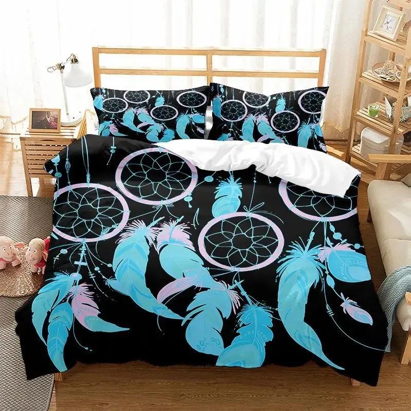 Dreamcatcher Duvet Cover Set Boho Mandala Bedding Set For Girls Adults Purple Dream Catcher Comforter Cover Soft Polyester
