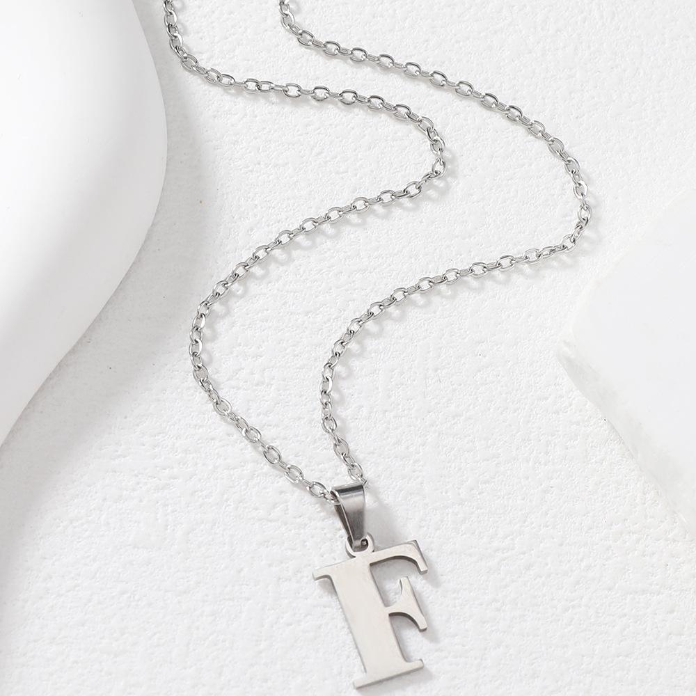 Polished Stainless Steel Alphabet Necklace - Women's Daily Wear Clavicle Chain