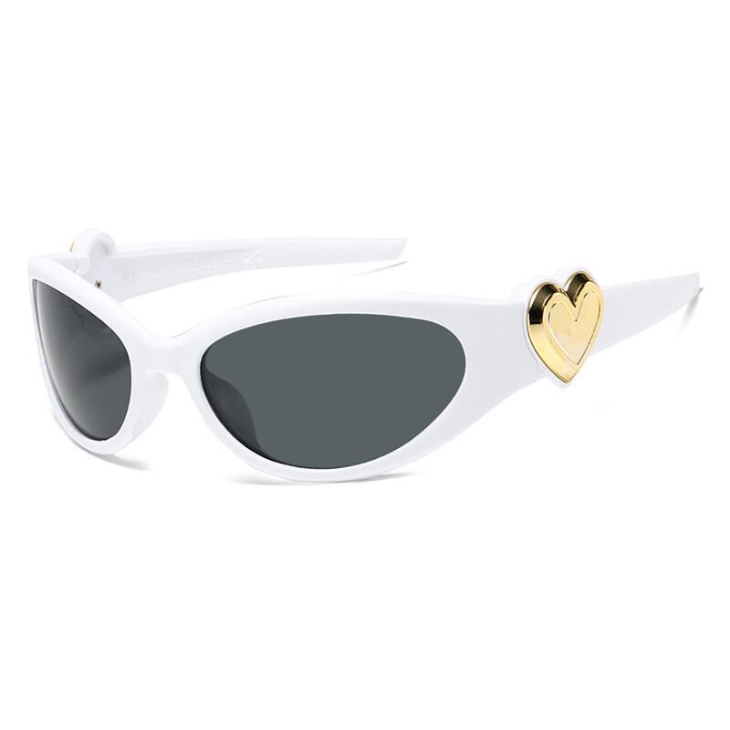 Retro Y2K Style Oval Sunglasses Women Fashion Heart Sports Goggles Popular Cat Eye Sun Glasses