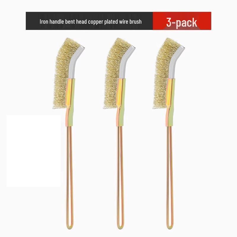 Long-Handled Stainless Steel & Copper Wire Brush for Rust and Groove Cleaning