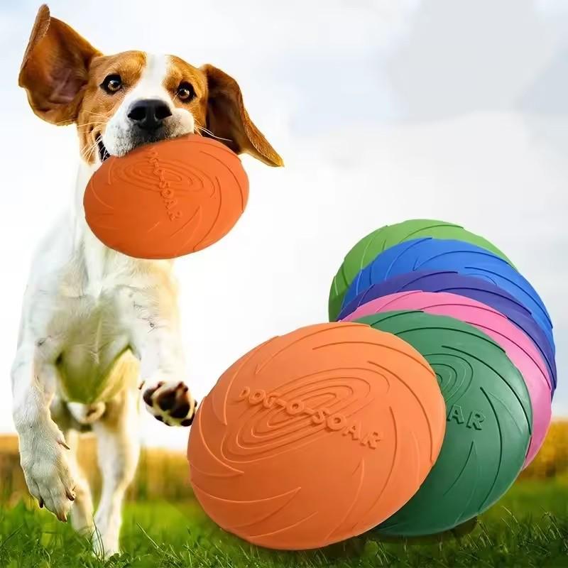 Interactive Silicone Flying Saucer Toy for Dogs Chew Resistant Flying Disc Pet Game Perfect for Puppy Training Fun