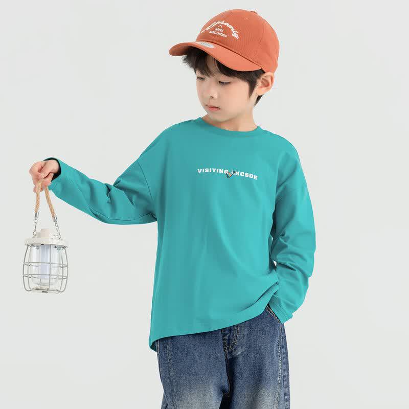 Duoduo Home Boys' Trendy Print Pure Cotton Long Sleeve T-Shirt